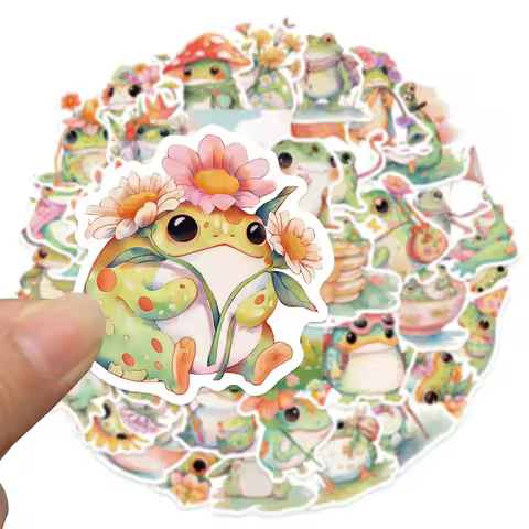 50PCS Cartoon Fat Frog Stickers Set Colorful Funny DIY Decals for Laptop Luggage Skateboard Kids Gift Idea