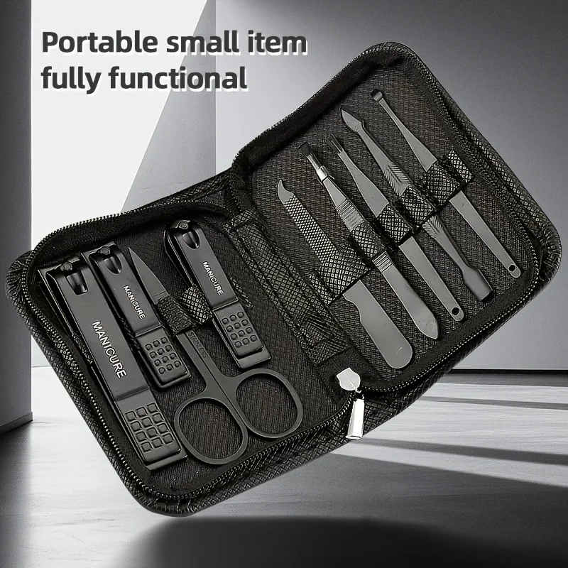 6/9pcs Professional Nail Care Kit with Travel Case Stainless Steel Nail Clipper Cuticle Plier Hand Foot Care Tools Modern Design