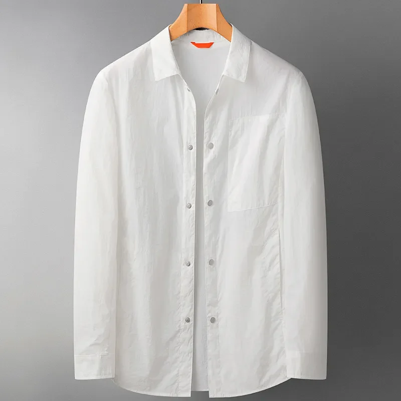 Sunscreen Shirts Men Solid Color Casual Jackets Spring Summer Trendy Loose Shirt Sun Protection High-end Feel Streetwear Clothes
