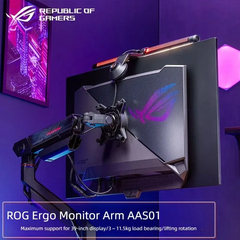 

ROG Ergo Monitor Arm AAS01 Monitor Mount ，Cable Management Channels, Gamers Create Ergonomic