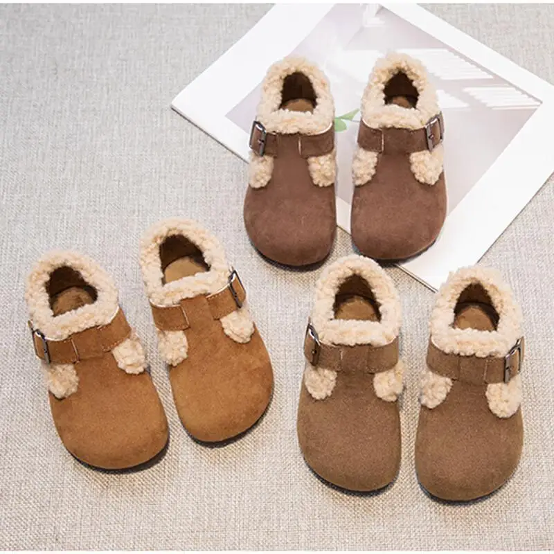 

Winter Girl Cotton Shoes Keep Warm Child Thicken Soft Sole Anti-Slippery Kids Boy Student Kawaii Fashion New Style Casual Shoe