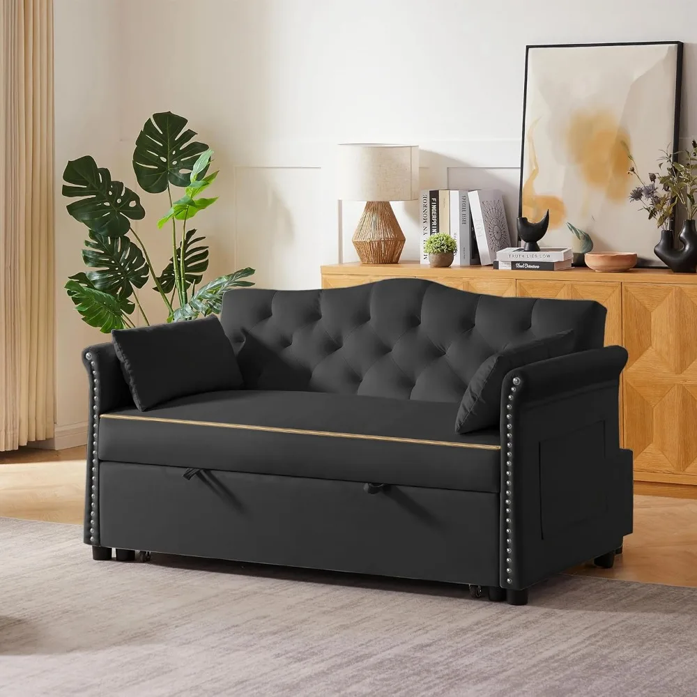 Диван-кровать-трансформер 57 с регулируемой спинкой, шезлонг, подушки, боковым хранилищем — стильное функциональное гостиное пространство