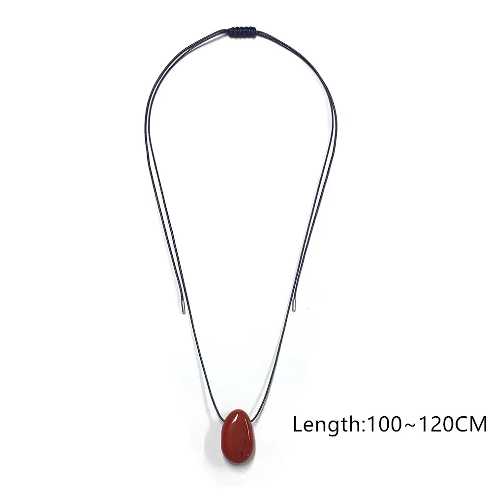 Модный аксессуар, ожерелье с подвеской из камня, черная веревка, колье, регулируемые модные ожерелья