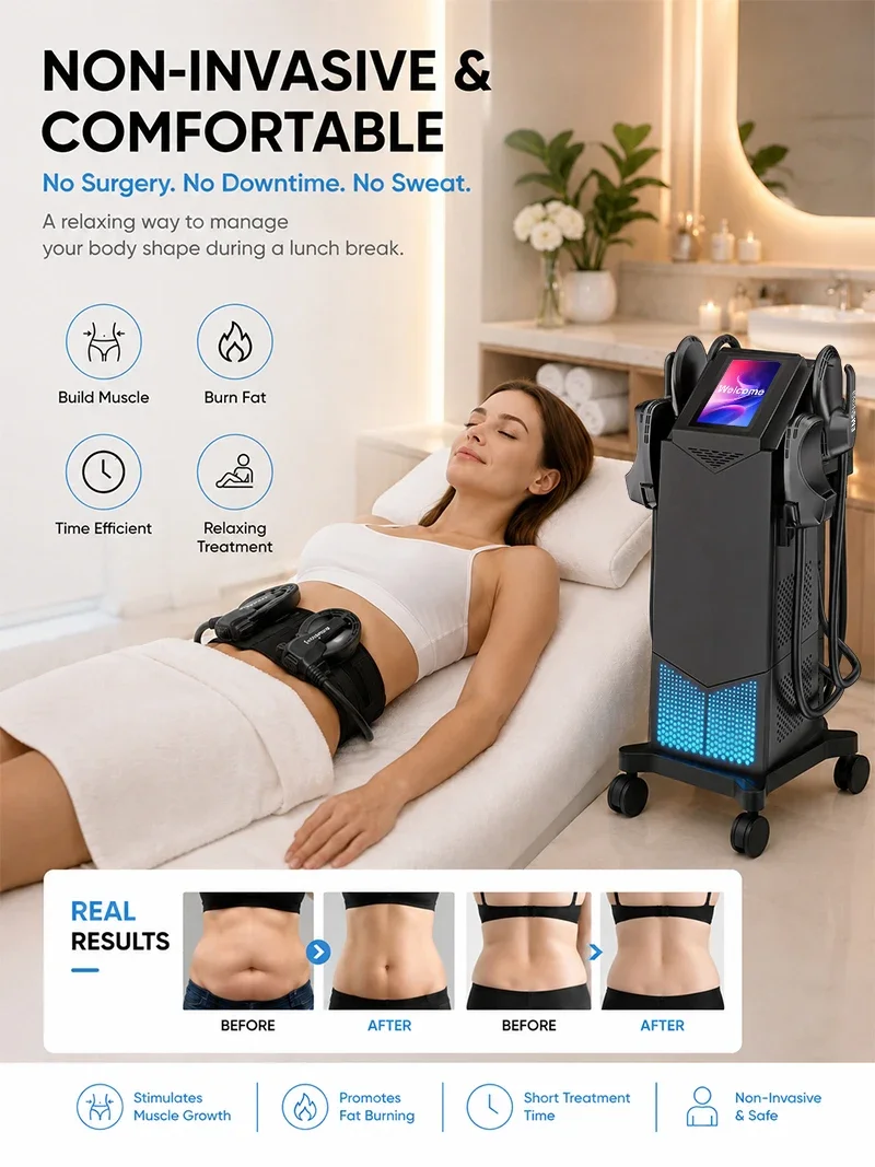 6500WEMS HIEMT Body Sculpt Machine Non‑invasive Muscle Stimulator Fat Loss Butt Lifting Body Shaping Device For Beauty Salon Use