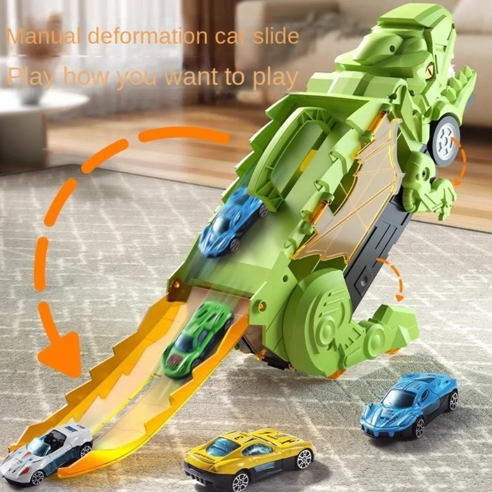 折りたたみ式恐竜輸送車、ロールして食べる、12台の合金製車、恐竜が車を飲み込む、プラスチック製車両レーシングトラック