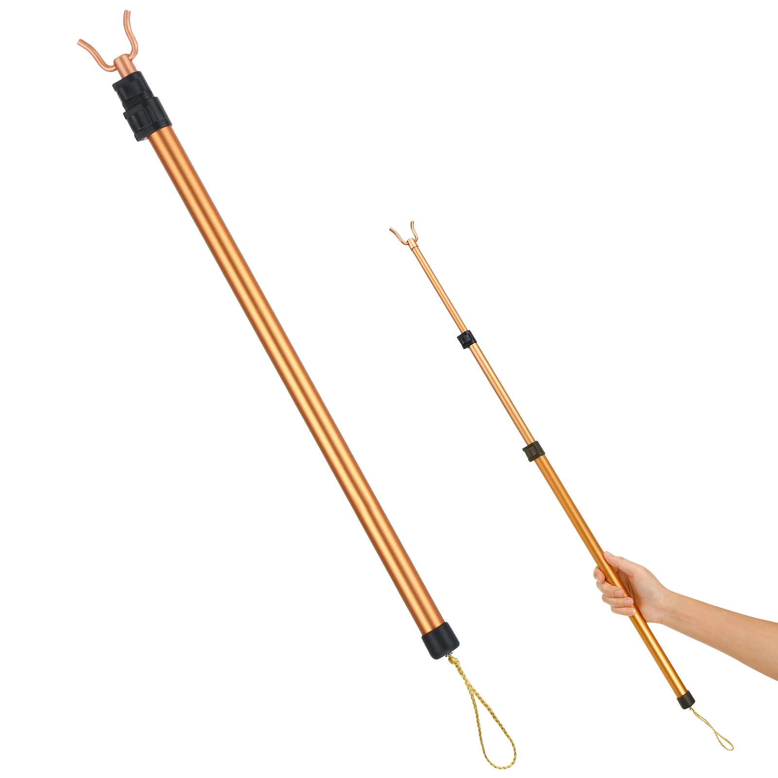 

Clothes Rail Hanger Pole Telescoping Rod with Hook Garment Reach Clothing Stick for Hanging Closet Long Drying Rack