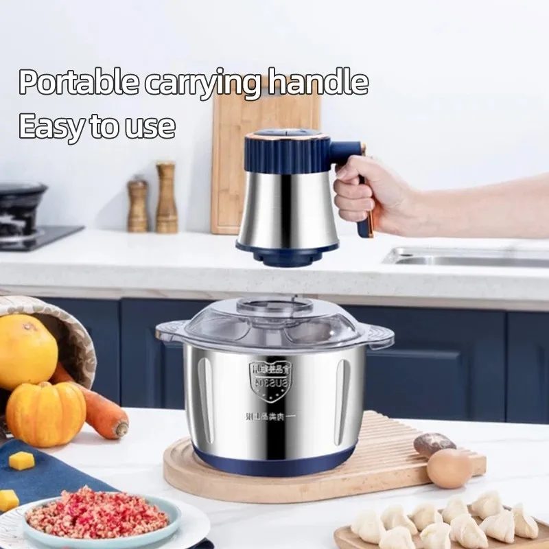 5L Stainless Steel Meat Grinder Home Function Blade 500W Powerful Vegetable Fruit Mincer Chopper Food Processor 220V