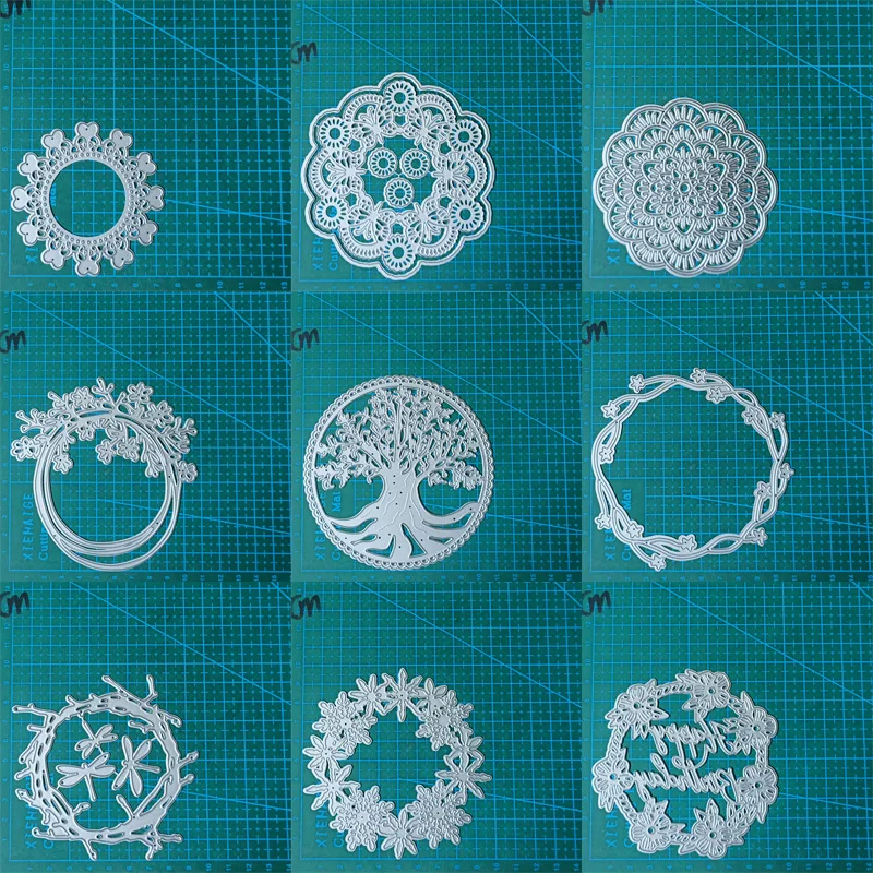 Bäume Kranz Kreis Blume Metall Schneidwerk zeuge Scrap booking Dekoration Papier karten Handwerk Messer Form Vorlage Präge Schablonen
