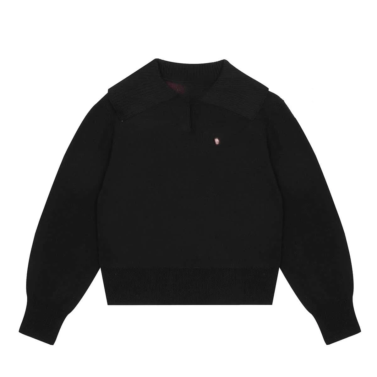 Cardigan court noir en tricot style Dark Academia avec logo Small Planet, à volants ajourés et franges vv39