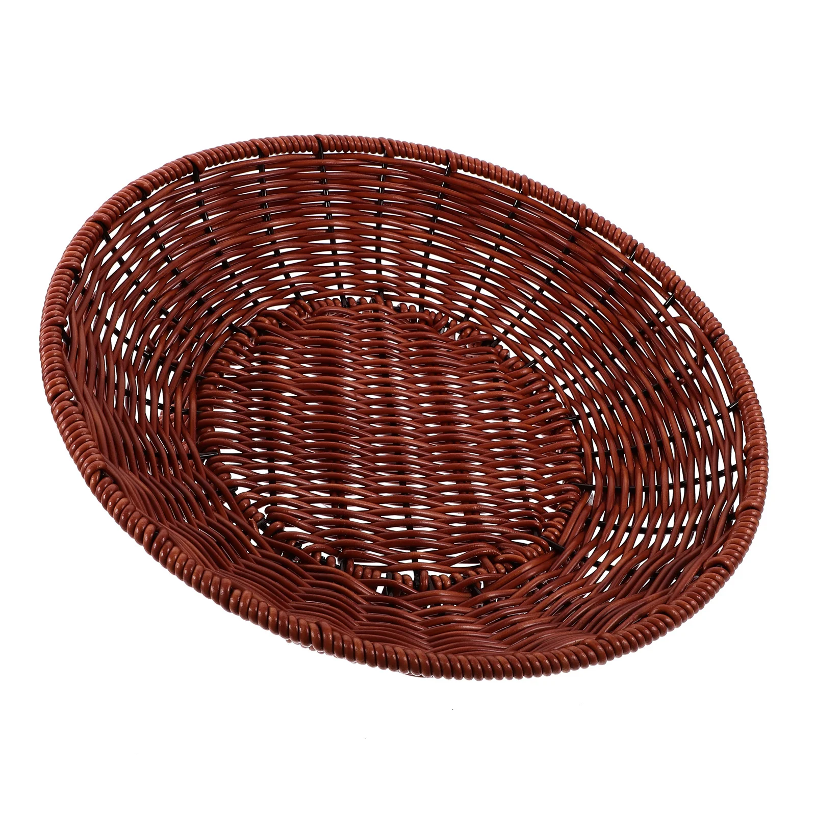 

Imitation Rattan Fruit Plate Footed Tray Elevated Snack Dish for Party Cake Candy Serving Fruit Tray Imitation Rattan Food Bowl