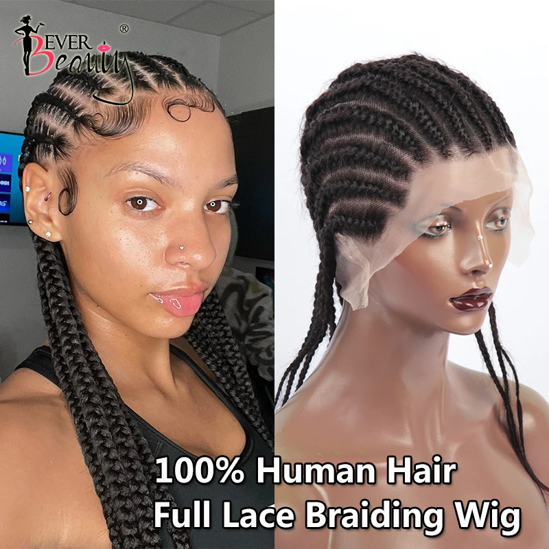 Human Braiding Hair Wigs Box Braided Pre Style Full Lace Human Hair Wigs Crochet Transparent Remy Hair Lace Front Vietnamese