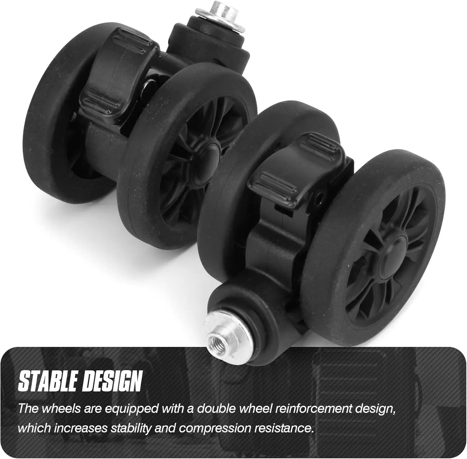 2Pcs Luggage Replacement Wheels with Brakes 55mm Wear Resistant Suitcase Replacement Wheels with Bearings Replacement Wheels