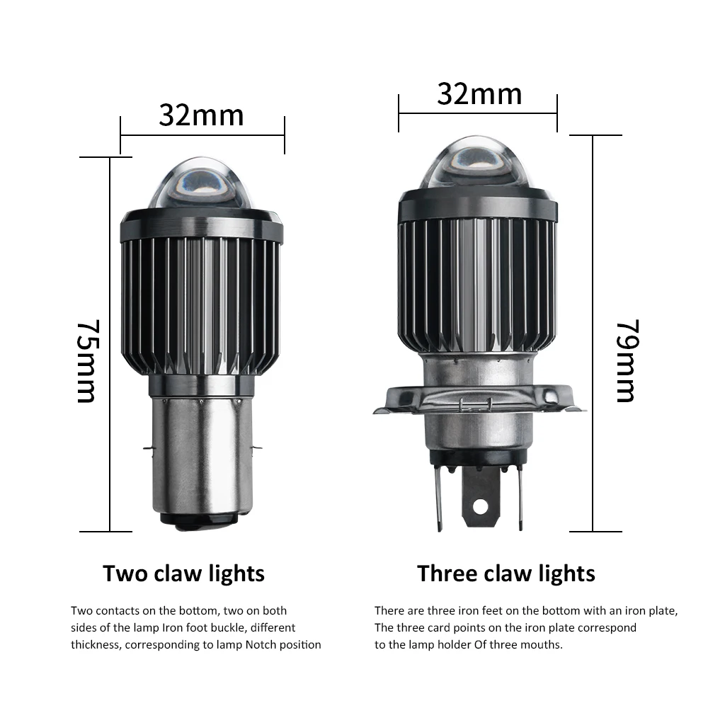 1PCS Motorcycle Headlight H4 Hi Lo Beam LED Bulb BA20D 3570SMD Moto Led Lamp Dual Color Motorbike Headlight 12V 6000K 3000K