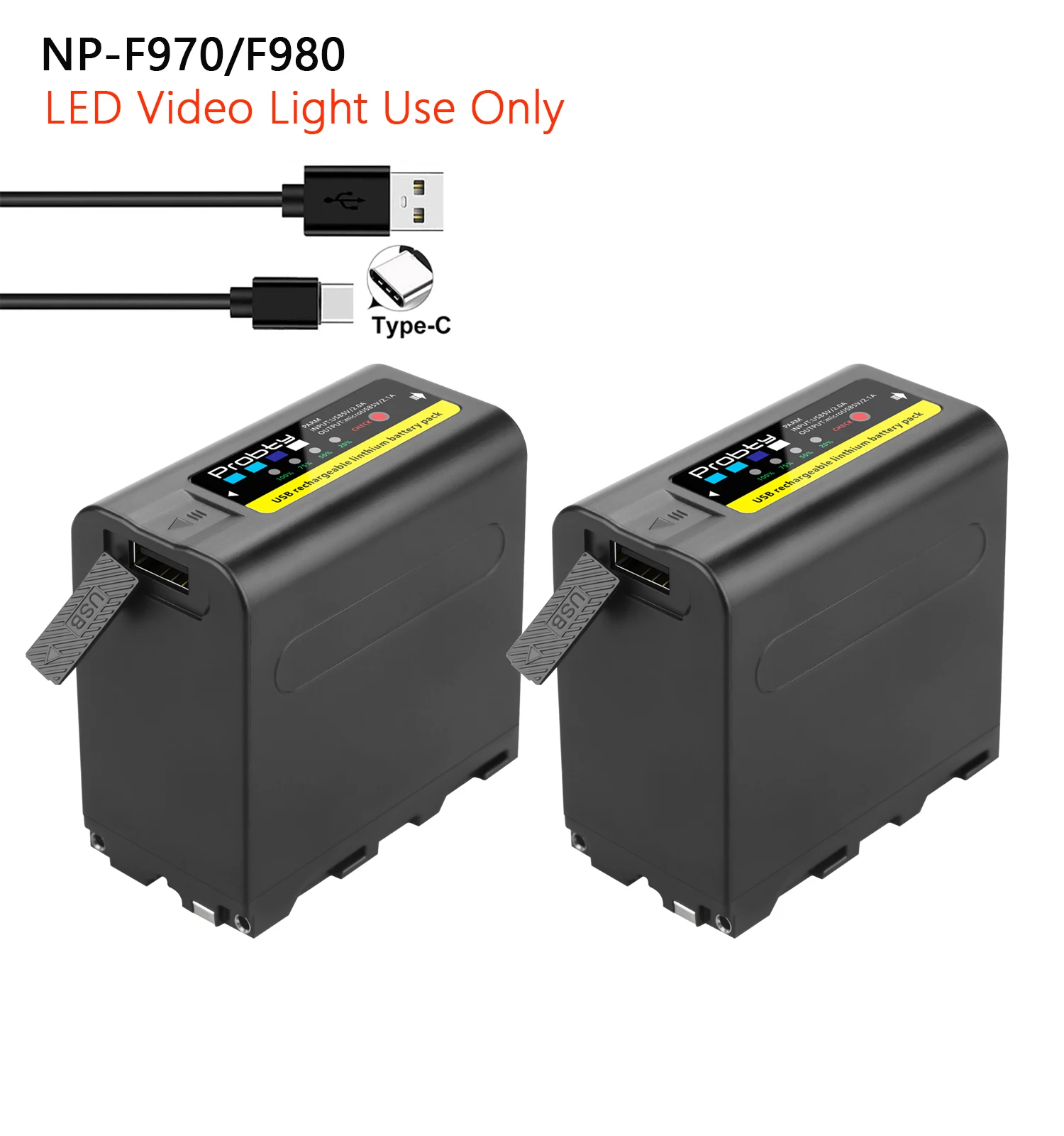 Probty 10800mAh NP-F980 NP-F970 NPF960 NP F970 Battery with USB