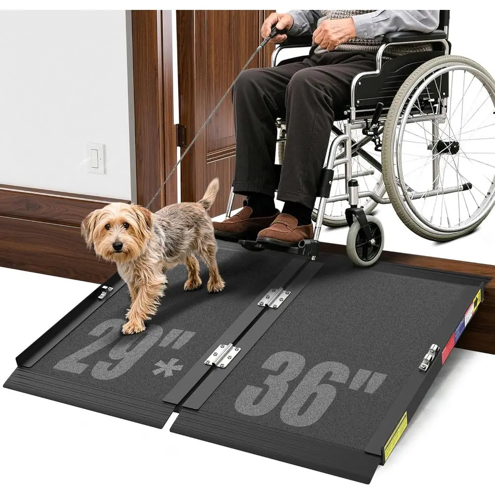 3T Portable Wheelchair p with Quick-Lock, Black SeamlNon-Slip olding Handip,Threshold p or Doorways, Wheel Chair p or Home Steps