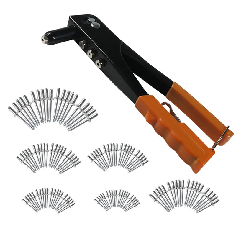 ABZC-Heavy Duty Riveter Set Riveting Machine 120Pcs Blind Rivets Assortment Kit Hand Tools Rivet Nut Tool