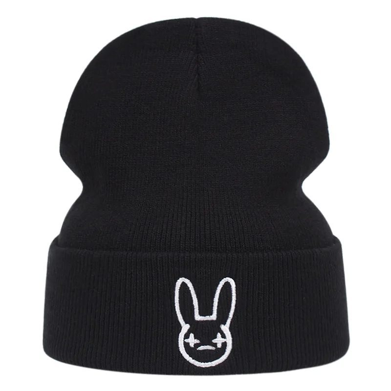 H Embroidered Knitted Hat Rabbit Winter Warm Men's and Women's Outdoor Woollen Hats Cute Fall and Winter