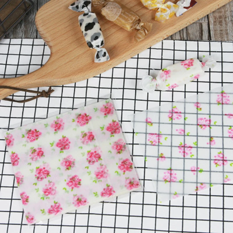 100Pcs/Lot Candy Wrappers Wax Paper Sheets Baking Packaging Nougat Wrapping Paper for Christmas Wedding Birthday Party