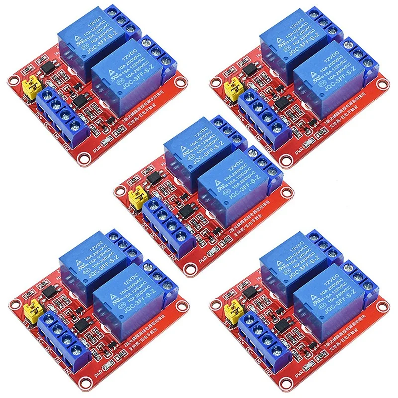 5PCS 2 Channel 12V Relay Module With Optocoupler High Or Low Level Trigger Expansion Board For Raspberry Pi Arduino