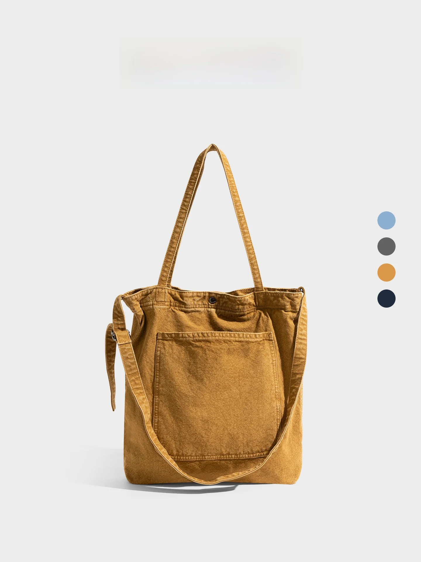 

Large Capacity Denim Tote Bag Crossbody Single Shoulder Commuter Bag Casual Simple Style Magnetic Closure Soft Canvas Bag