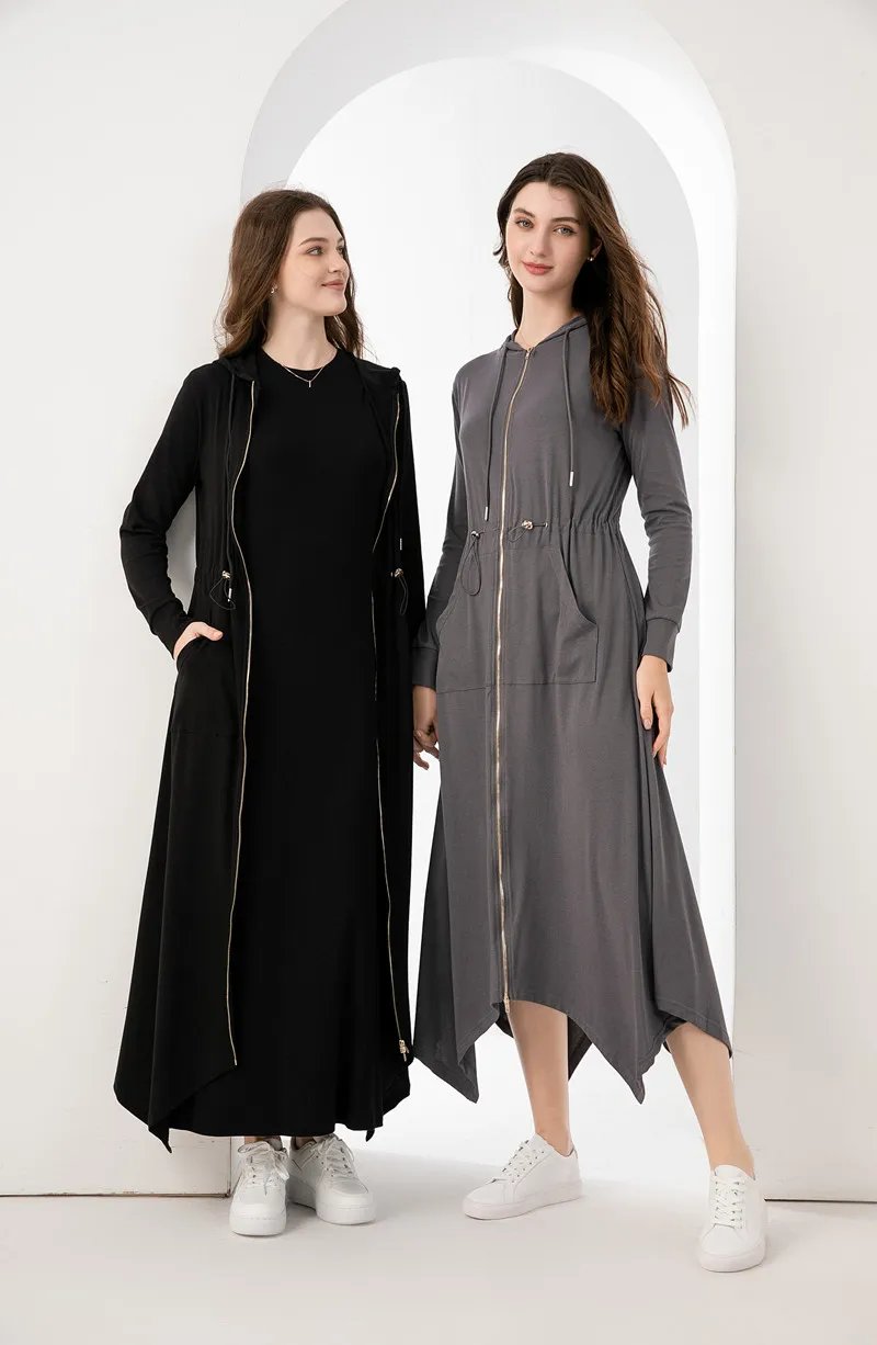 Jak AW2024 moda wiosna/lato odzież damska tkanina modalna luźny styl złota sukienka na zamek (wysyłka w ciągu 24 godzin)