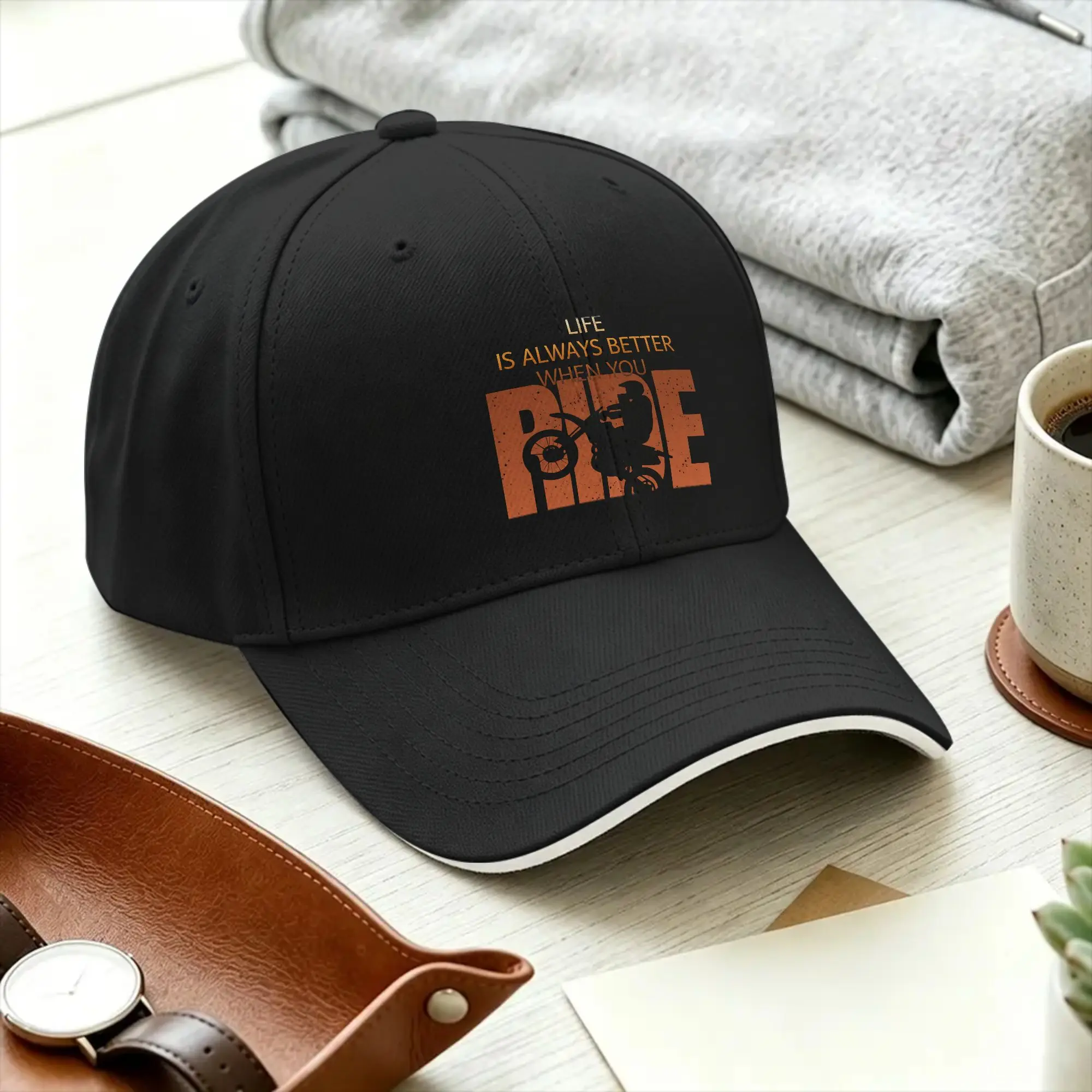Life is Always Better When You Ride Baseball Cap  y2k Retro Unisex Men Trucker Hat Sunscreen Tennis Skate Baseball Caps Gift