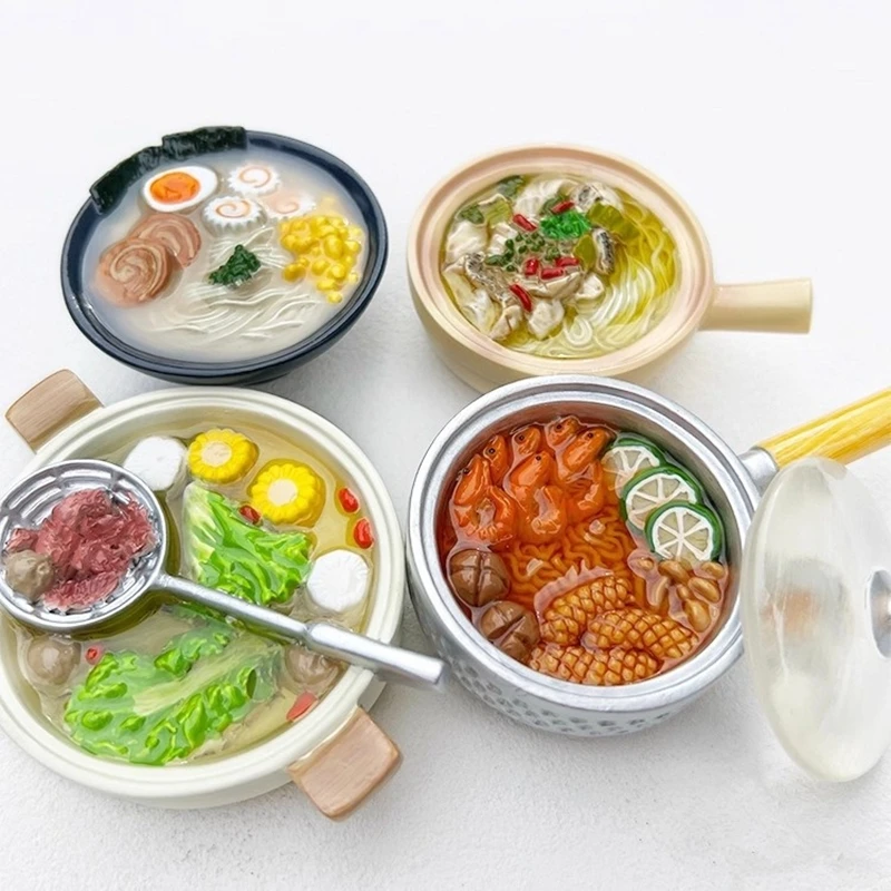 Seafood Noodle Beef Hotpot Handmade Painted 3D Fridge Magnets Tourism Souvenirs Refrigerator Magnetic Stickers