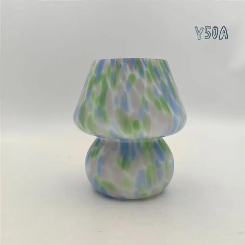 

Y50A-Mushroom Table Lamp Small Bedside Table Glass Lamp Translucent Glass Desk Lamp For Living Room US Plug
