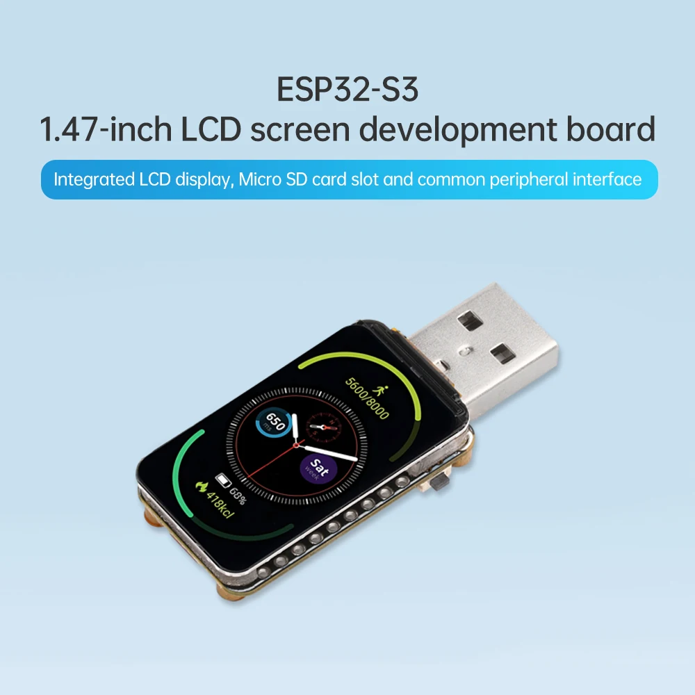 Scheda di sviluppo ESP32-S3 display LCD da 1.47 pollici a bordo RGB color beads porta scheda Micro SD porta seriale USB a piena velocità