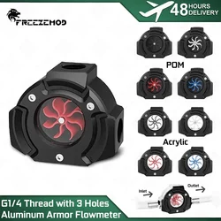 유량 감지 블록 알루미늄 아머, 아크릴 POM 소재, G1/4 스레드 내부 톱니 FREEZEMOD PC 파이프 MOD LSJ-KJ, 3 홀 신형 POM/아크릴 유속 관찰 모듈 지원 다중 주문 도매 혜택