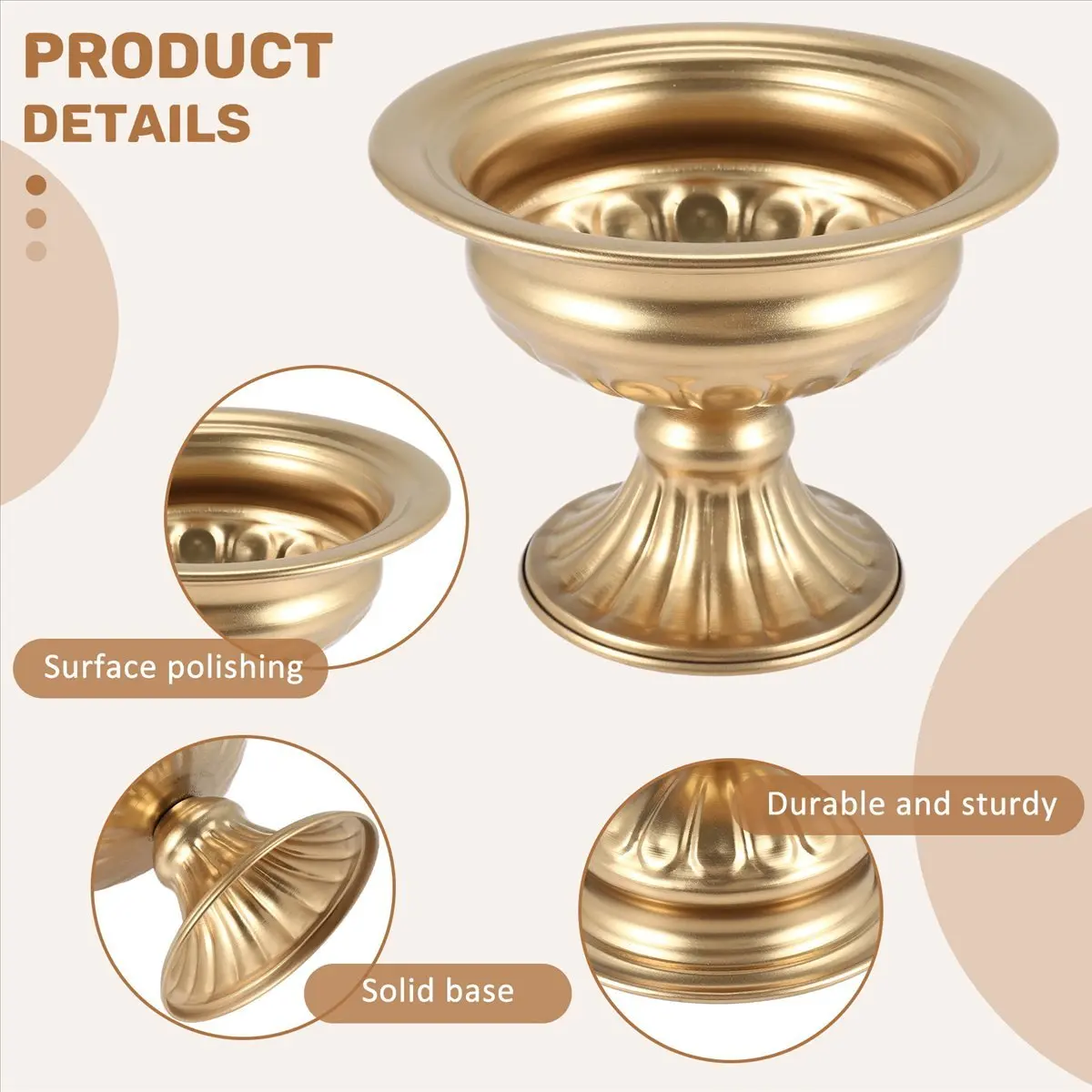 Metal Elegant Wedding Centerpieces Vase for Wedding Decoration,Trumpet Vase for Anniversary Ceremony(Golden,2 PCS)-FS