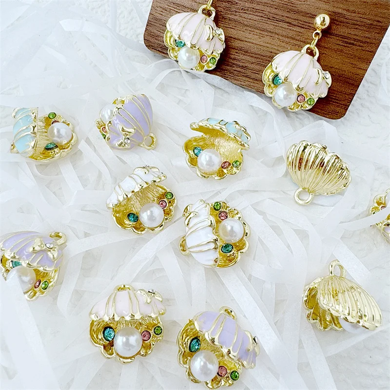 Wholesale 30pcs/lot beads core cartoon shell shape alloy floating locket charms diy jewelry earring/bracelet accessory