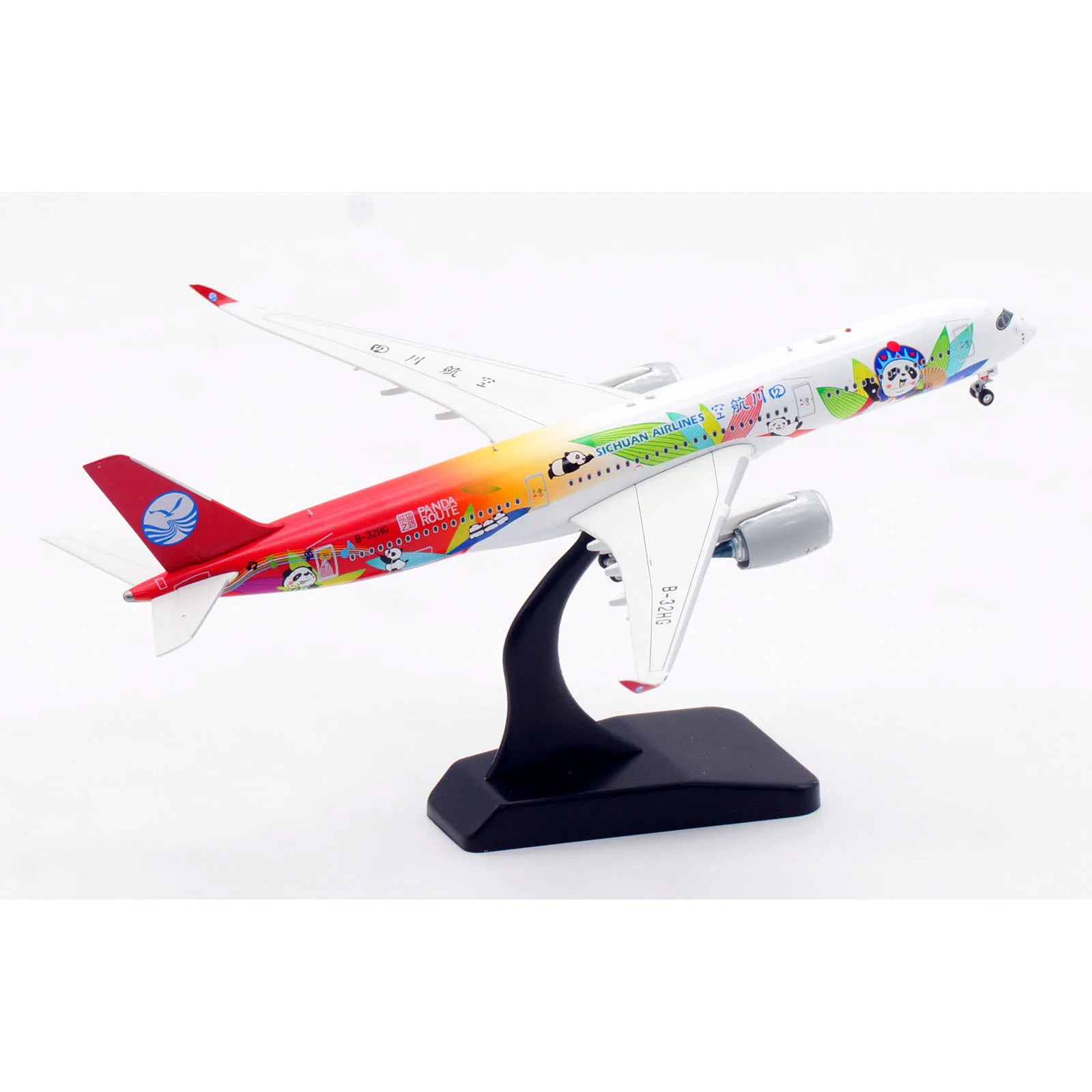 

Коллекционная модель самолета AV4208 из сплава, подарок для авиатерминаторов, авиационная модель 1:400 Sichuan Airlines Airbus A350-900, литая под давлением, B-32HG + тягач