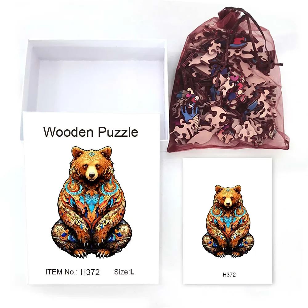 غير النظامية شكل لغز خشبي ، الدب أشيب ، حساسة هدية صندوق ، الحيوان ، هدية عيد الميلاد ، الأسرة التفاعلية ، الإجهاد الإغاثة ، الكبار