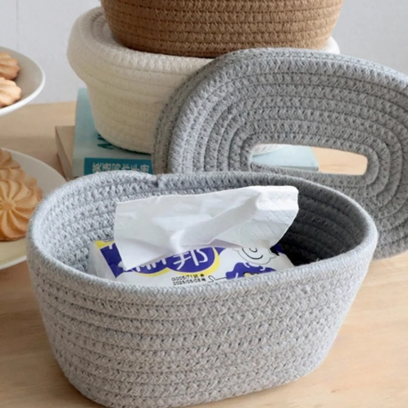 

Minimalist Tissue Holder, Japanese Cotton Rope Storage Basket, Chic Tissue Storage Box for Living Room Décor