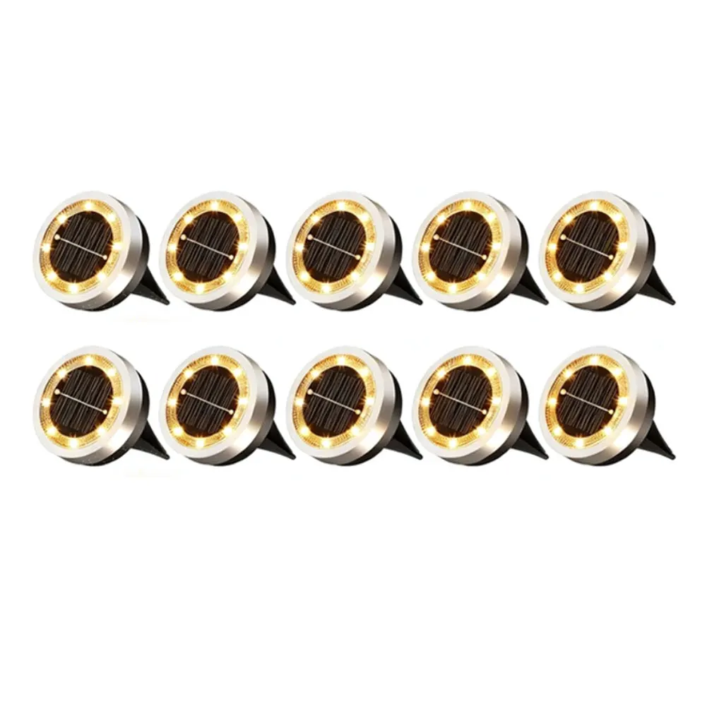 10 Pack Solar Powered 8-LED Ground Lights, Waterproof Outdoor Garden Lawn Landscape Pathway Lighting Holiday Decorative Lamps