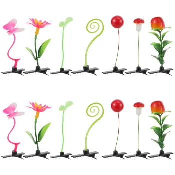 

28 Pcs Simulation Plant Hair Clip Flower Hairpins Creative Party Headdress Gems Ponytail Girl Funny Iron Pp Kids Women's Clips