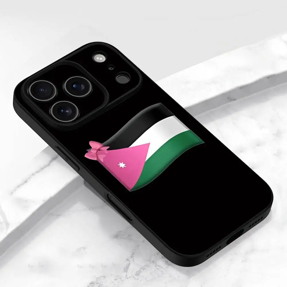 Coque de téléphone avec emblème National Jordan, drapeau passeport, pour iPhone 17,16,15,14,13,12,11,Pro,Max,Plus,E,Air,Mini, housse de protection noire