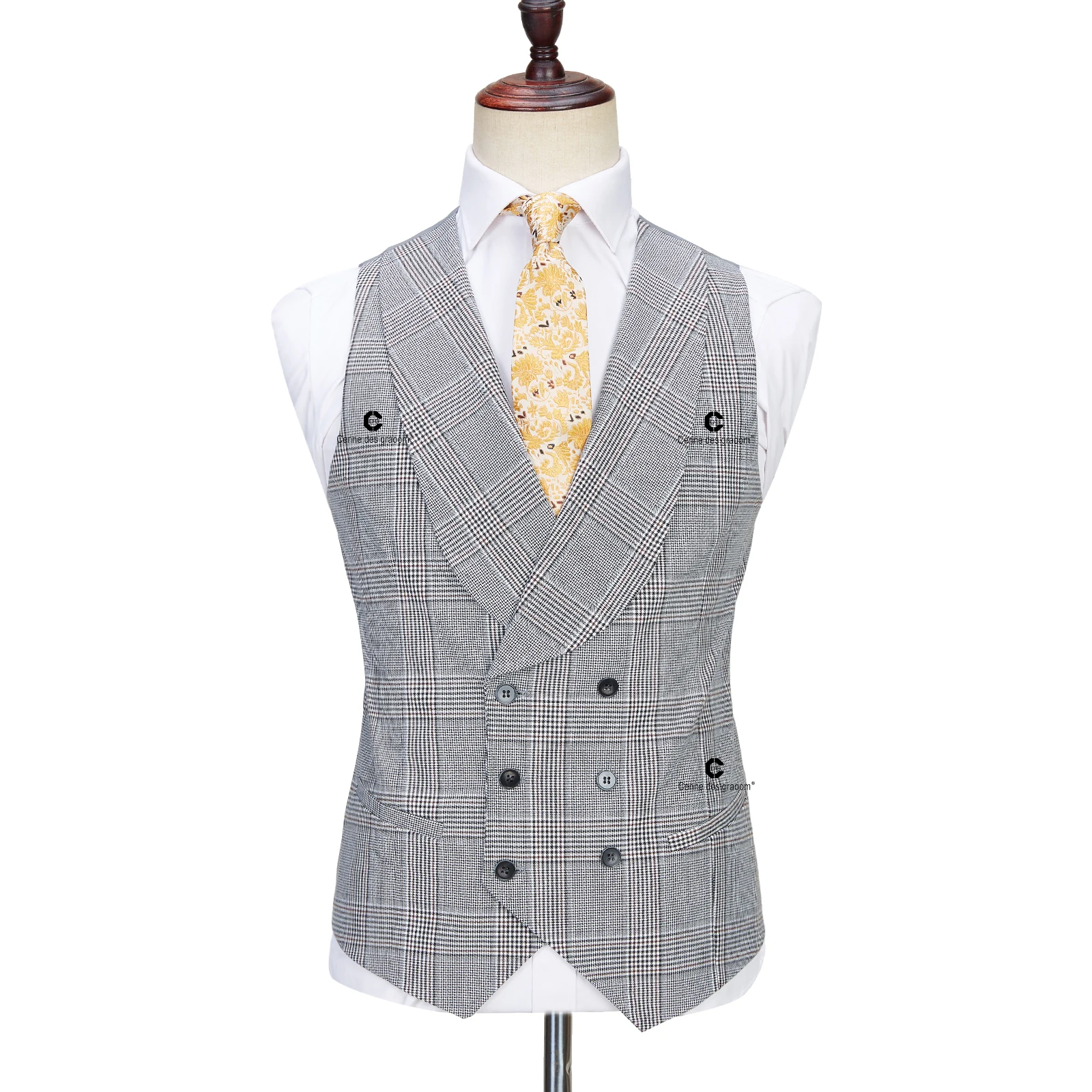 Cenne Des Graoom 2022 Classic Glen Plaid 3 Stuk Vintage Mannen Suits Winter Jas Vest Broek Maatwerk Business office Wedding