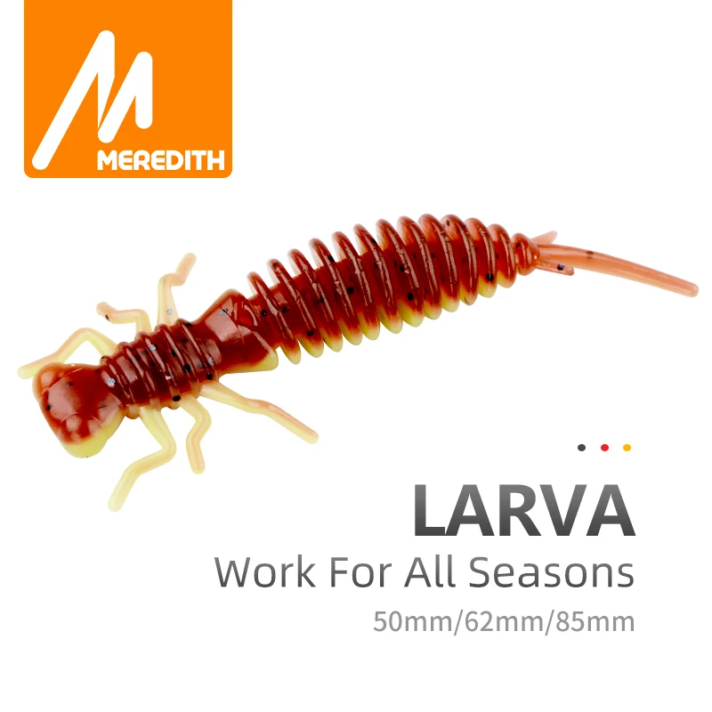 MEREDITH Lárva Lágy lures 50mm 62mm 85mm Mesterséges lures horgászni Kukac szilikon Csapó sügér Kopja Fürge cselle swimbait Szitálás Plasztikus anyag baits