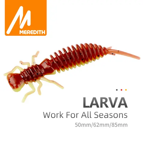 MEREDITH 애벌레 소프트 미끼 50mm 62mm 85mm 인공 미끼 낚시 웜 실리콘베이스 파이크 미노우 Swimbait 지그 플라스틱 미끼
