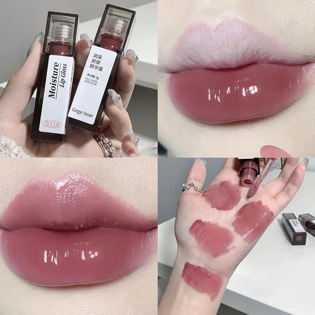 Tè congelato rosa lucidalabbra all'ingrosso economico idratante labiale gelatina rossetto olio labbra brillante nudo rosa trasparente tinta trucco cosmetico