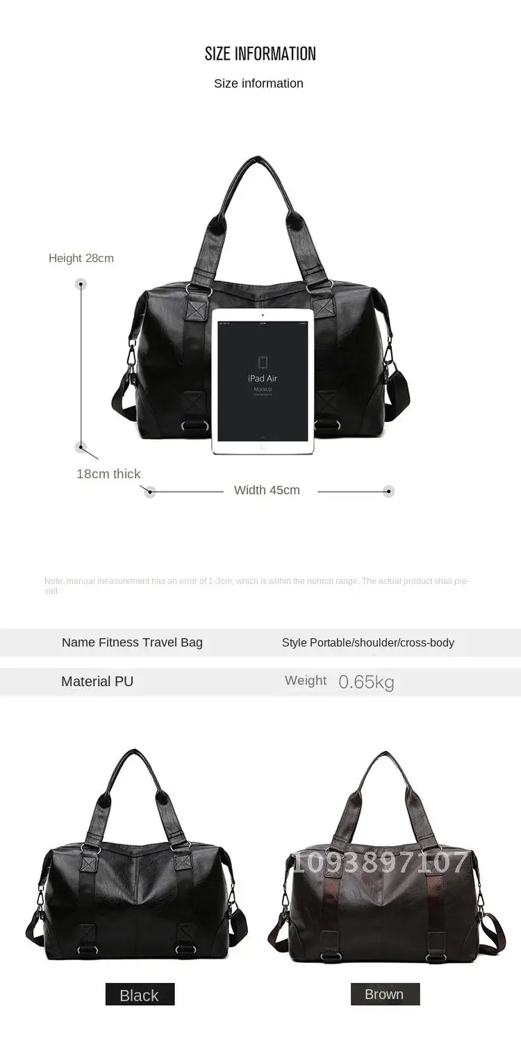 2023 New Men's Business PU Travel Handbag Soft Leather sac Handheld Bag Crossbody Shoulder Sports Capacity TrainingLarge Texture