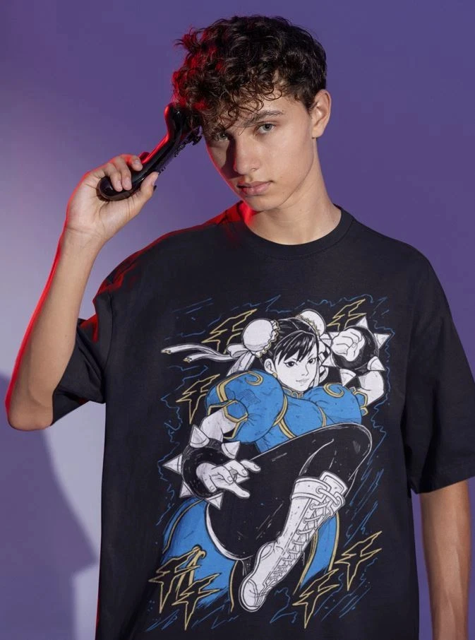 2026 Summer Men's Vintage Anime Street Fighter Chun-Li T-shirt Unisex Anime Manga Shirt  Anime Lovers Shirt, Graphic Anime Tee