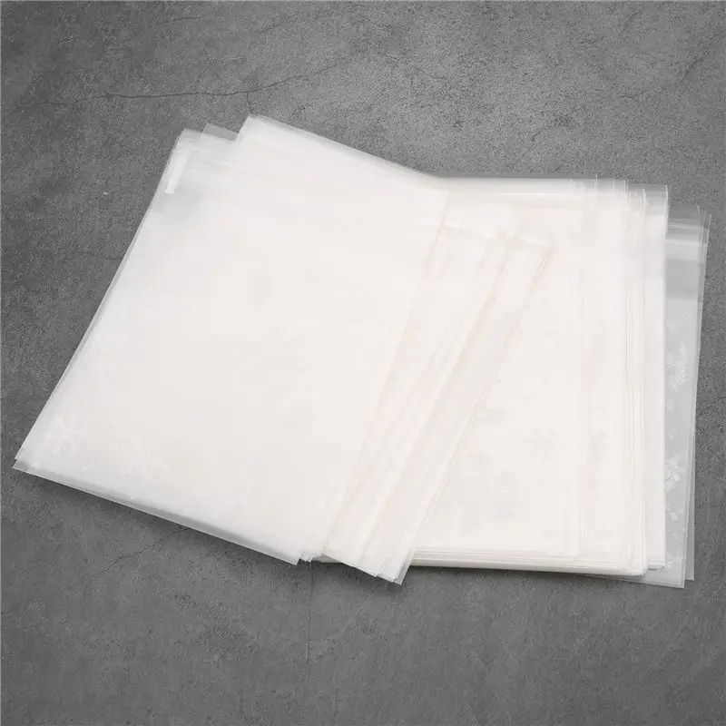 100 Pcs Sachets Pouches White Snowflake Packaging Bag For Cookies Biscuits Christmas Candies