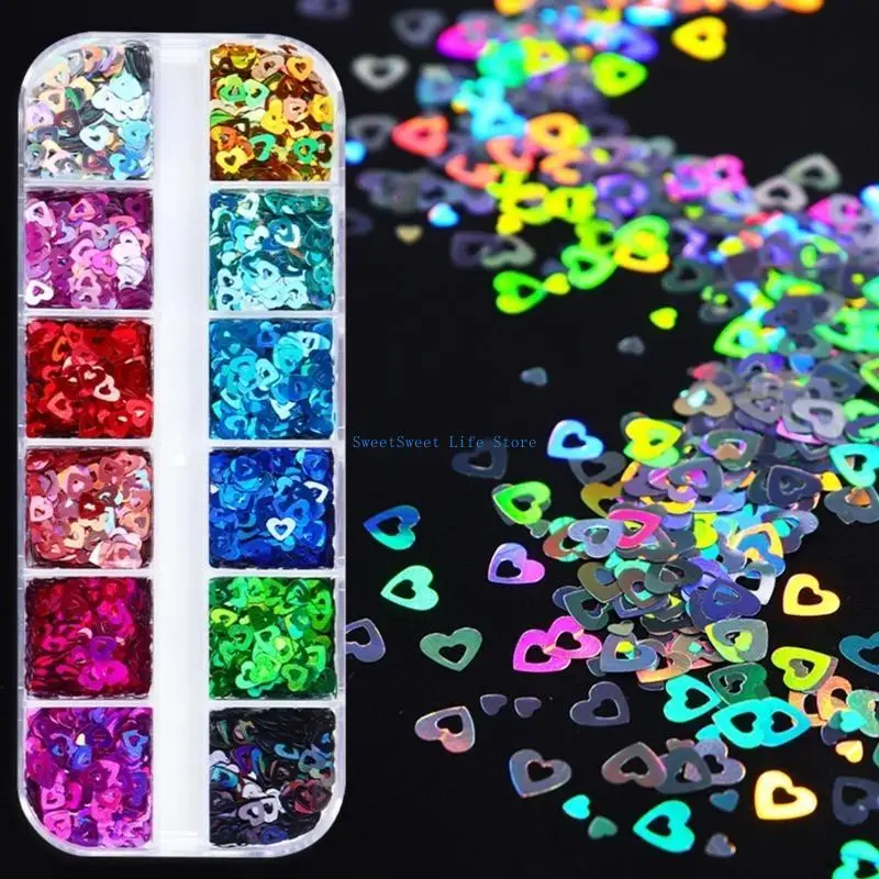 

D5QB Art Glitter Colorful Hollow Shiny Heart-shaped Flakes Sequins