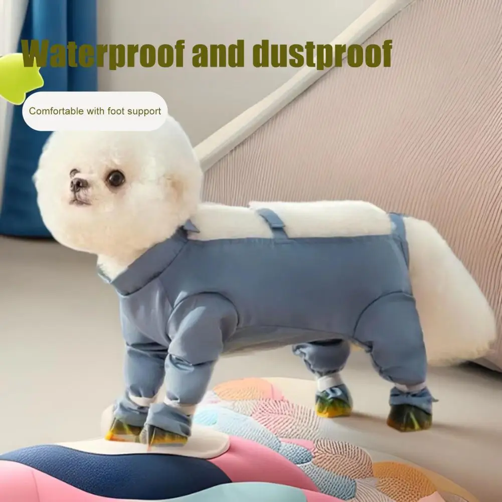 

Waterproof Dog Boots Waterproof Dog Snowsuit with Attached Boots Non-slip Suspender Booties for Small Dogs Paw Protection Winter