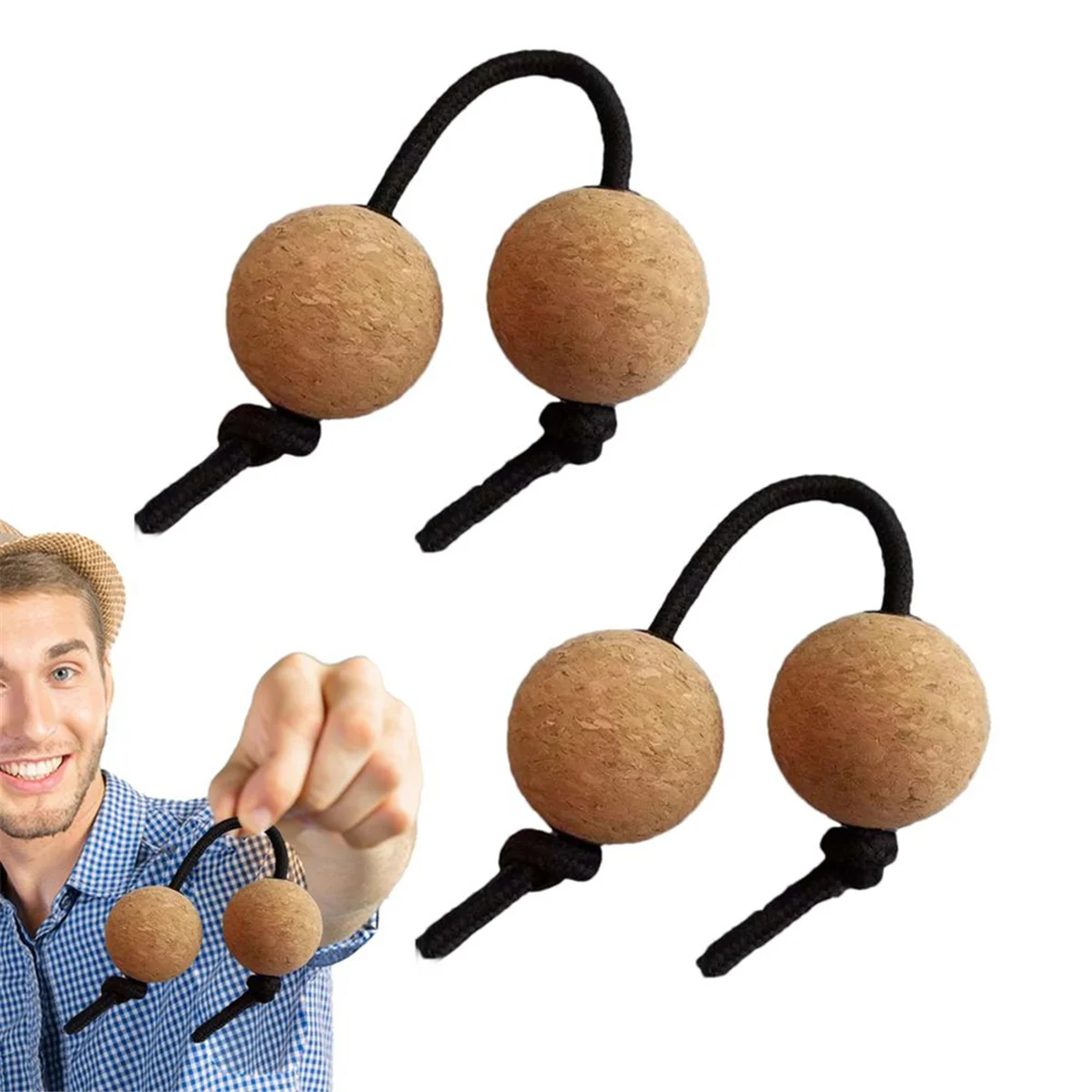 High-end Shaker 2 Pairs Cork Kashaka Shaker Asalato Ball Instrument Percussion Instrument Classical African Balls for Music