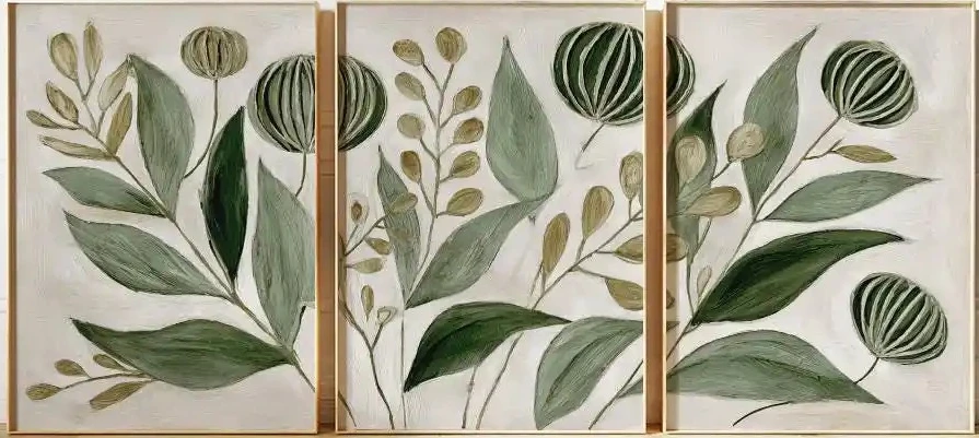 Green Botanical Poster Set Abstract Leaves Sage Olive Neutral Tones Canvas Poster Prints Home Bedroom Living Room Decoration