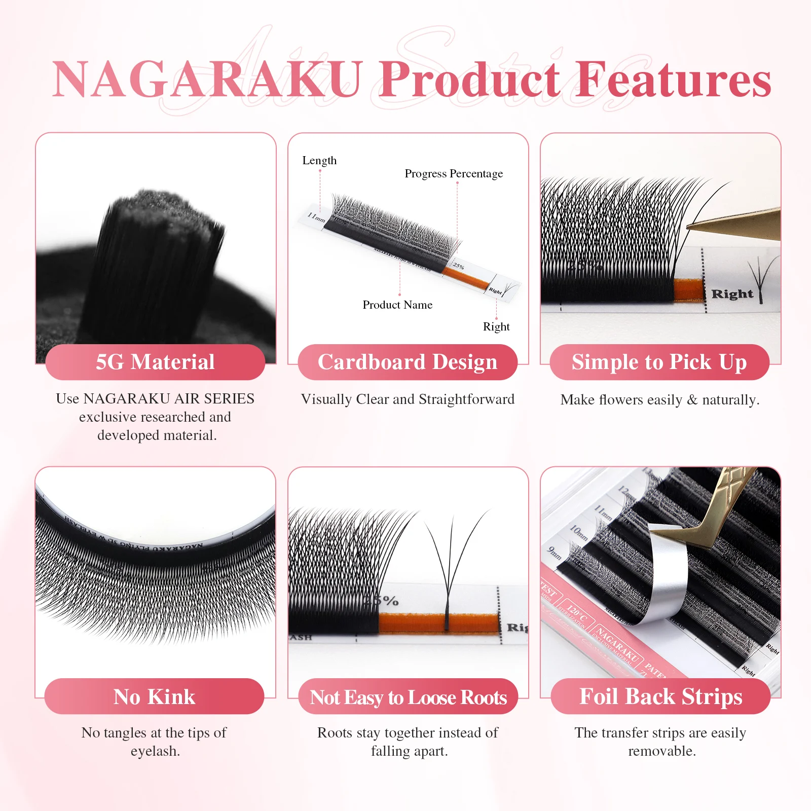 NAGARAKU Flying 3D W-Form Natürliche Weiche Leichte Handgewebte Fächer Automatische Blumen-Falsche Wimpernverlängerungen Fox – Detail 3